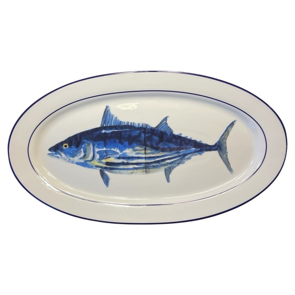 Williams Sonoma La Mer Fish Large Oval Platter Marc Lacaze Coastalcore Retired - Picture 3 of 4